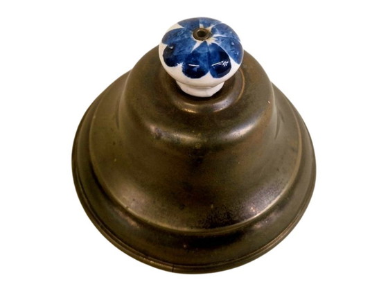 Image 1 of Vintage brass tea kettle with porcelain handle – country style