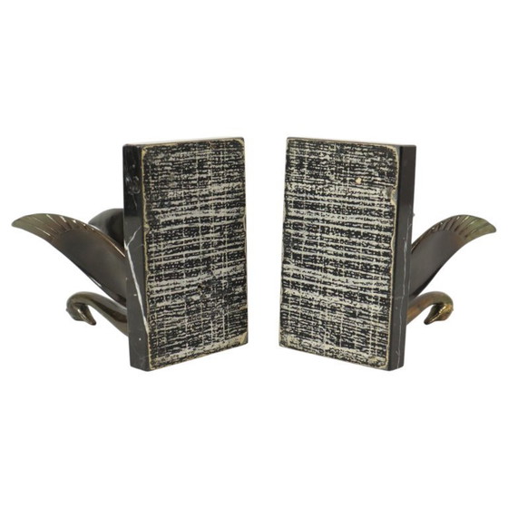 Image 1 of French Art Deco Swan Bookends