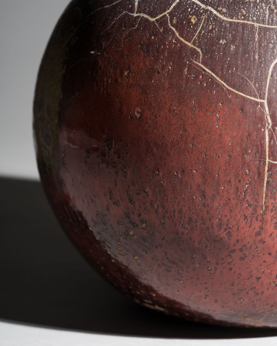 Image 1 of Mario Enke Stoneware Vase 89' Copper-Red Reduction Glaze H22cm D26cm Art Ceramic