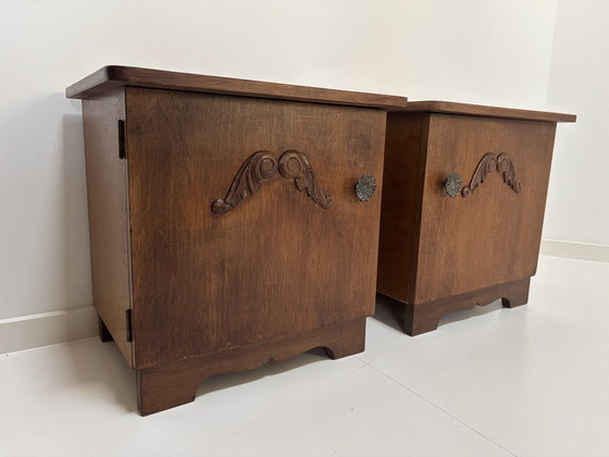 Image 1 of 2 comodini Mid-Century in rovere impiallacciato