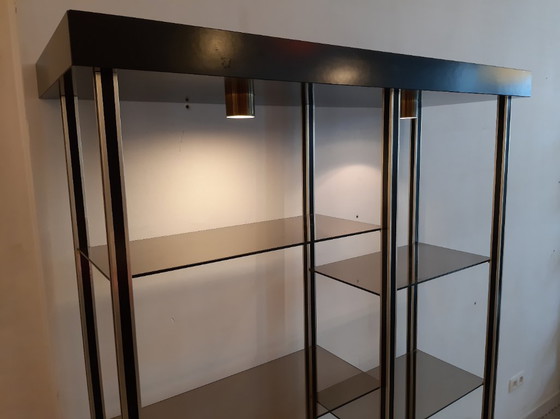 Image 1 of Hollywood Regency Messing en Glas Shelf.