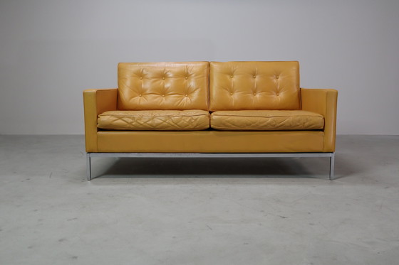 Image 1 of Florence Knoll two-seater sofa in mustard yellow leather