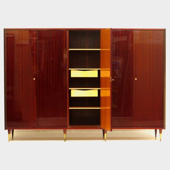 Image 1 of Large XL vintage mid-century design wardrobe in mahogany, 1960s
