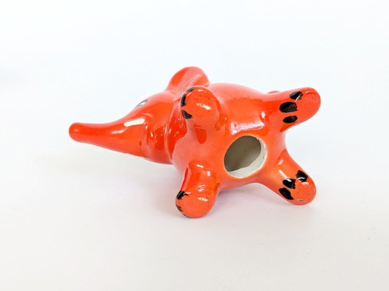 Image 1 of Goebel West Germany Elephant Pair Tangerine Orange Porcelain 1970s MCM Figurines