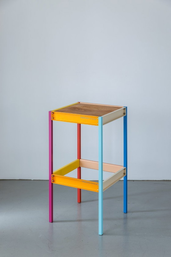 Image 1 of Modern Shelf / Bar stool - Colorful, Simple, Playful - Clean, Compact Design by Klaus Ebbers