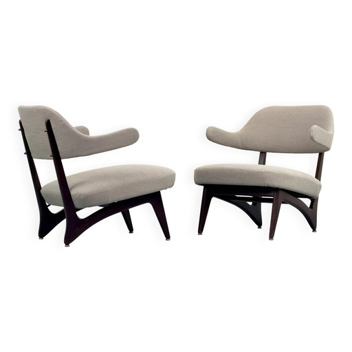 Sillones lounge con tela nueva, años 50, Juego de 2