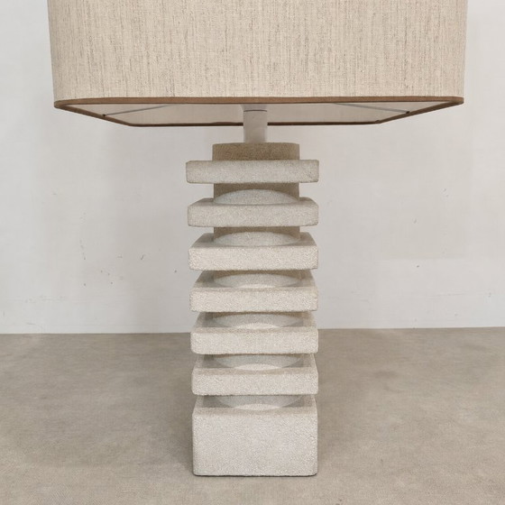 Image 1 of Large Brutalist Limestone Table Lamp, France, Circa 1970