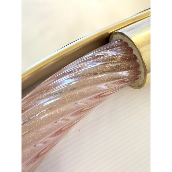 Image 1 of Espejo de diseño de cristal Torchon escenográfico de estilo Murano – Simoeng, rosa y dorado