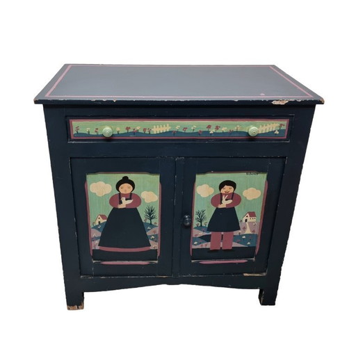 Mid-century green wooden cabinet