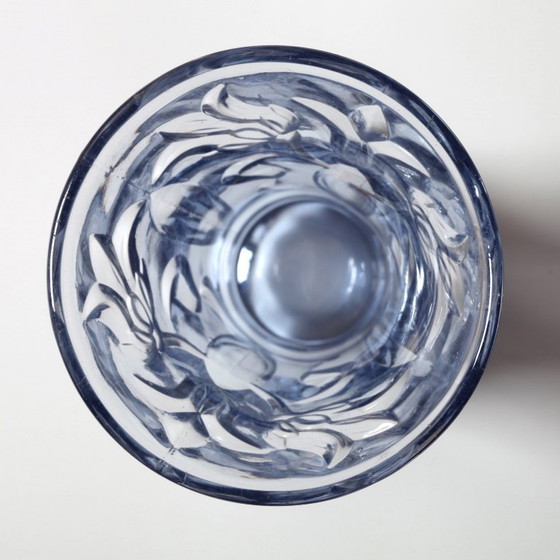 Image 1 of Rare Art Vintage Glass Blue Cut Glass Vase / Eda Glasbruk / Sweden / 1930s