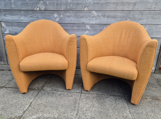 Image 1 of 2 Leolux Shaman armchairs blended orange fabric