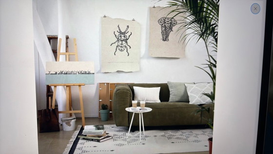 Image 1 of Cartel Living Replay Sofa aus gebürstetem Leder mit passendem Hocker