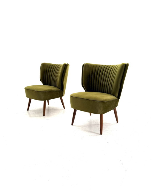 Lot de 2 Fauteuils cocktail vintage en velours années 60