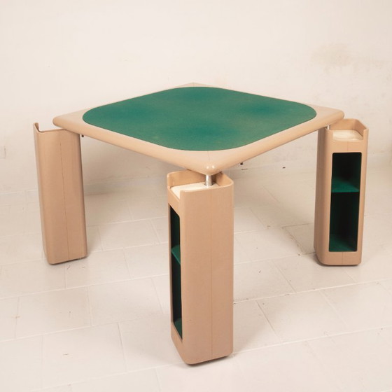 Pierluigi Molinari Lacquered Wood and Green Felt Game Table for Pozzi 1970, Dining tables, Beige (photo 14 of 21)