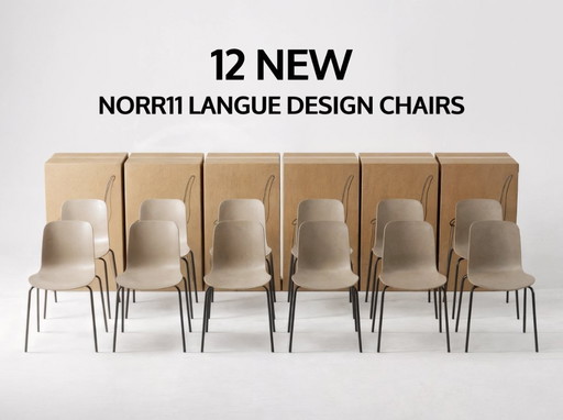 NIEUW - 12x NORR11 Langue design eetkamerstoelen - stapelbaar