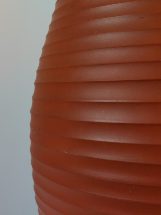 Image 1 of Vaso in terracotta vintage di metà secolo con decorazione a coste Jawa, fatto a mano