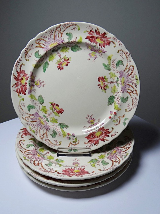4 Antieke Longchamp Pâquerettes polychrome aardewerk dessertborden – Servies, Ceramic, Vintage (photo 3 of 15)