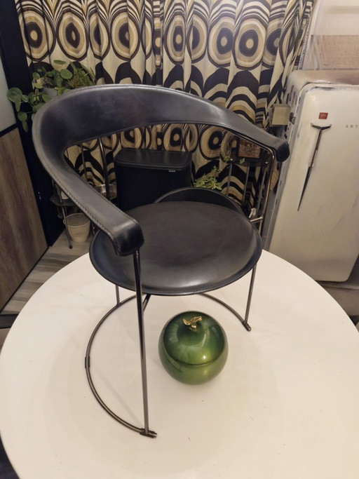 Set van 5 leren stoelen, Canasta d'Arrben Italië Vintage 1980