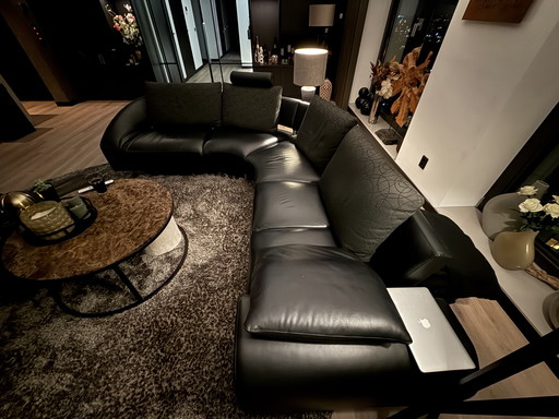 Leolux Vol de Reve Hoekbank - Zwart Leer