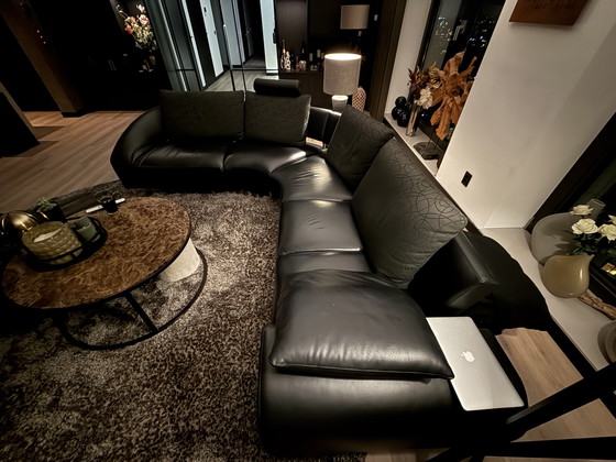 Image 1 of Leolux Vol de Reve Hoekbank - Zwart Leer