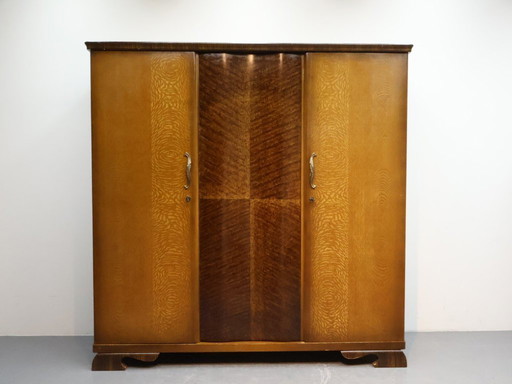 Armadio vintage a 3 ante con impiallacciatura in legno misto