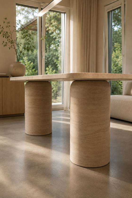 Rechthoekige eettafel van massief travertinhout – tafel van natuursteen – NDONI Natursteine (photo 3 of 19)