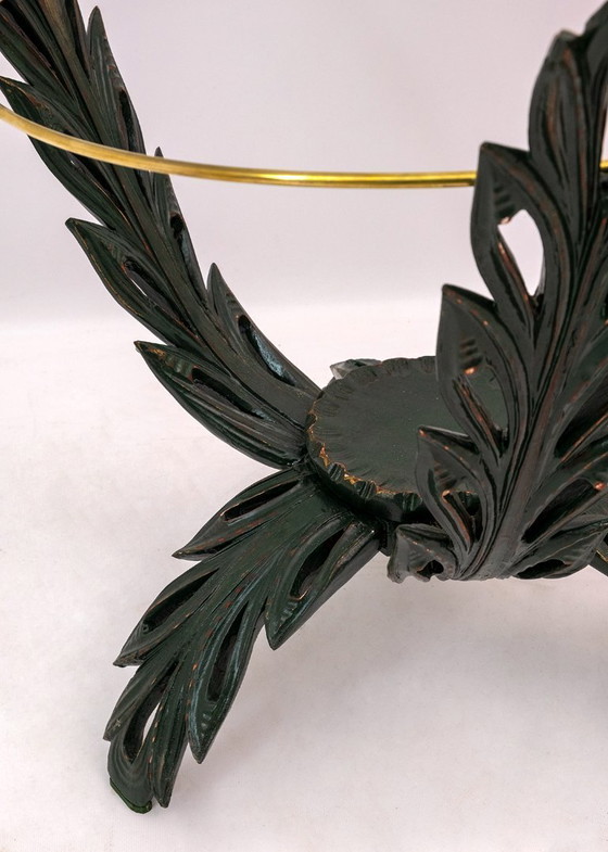 Image 1 of Mesa de centro italiana de latón y madera de mediados de siglo de Pierluigi Colli, década de 1950