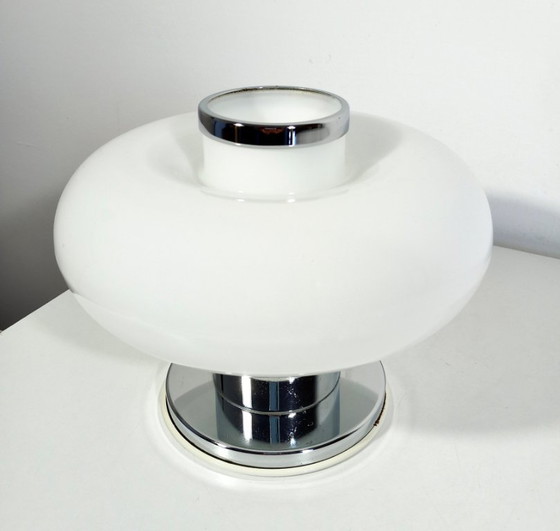 Image 1 of Lampada da tavolo vintage • Acciaio e vetro • Murano • Era spaziale • 1970