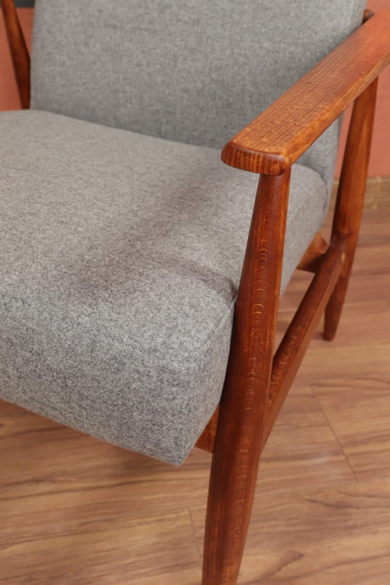 Image 1 of Fauteuil Lounge Vintage en Tissu de Laine Graphite Design Mid-Century, 1960