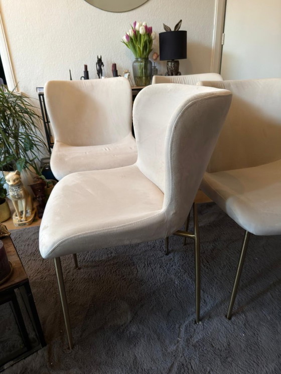 Image 1 of 4 sedie da pranzo Westwing Tess - velluto beige e oro