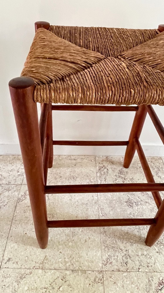 Image 1 of Vintage Geometric Straw Stool