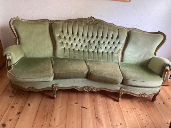 Canapé baroque 4 places – Velvet, Wood (photo 3 of 5)