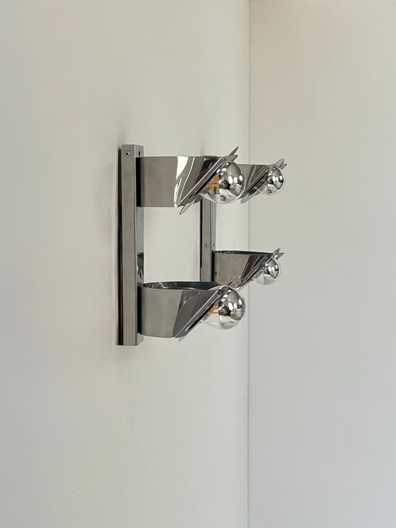 Image 1 of Coppia di applique vintage, metallo cromato, Francia, 1970
