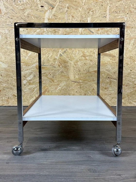 Image 1 of 60s 70s serving trolley dinette in teak & chrome Danish Modern Design