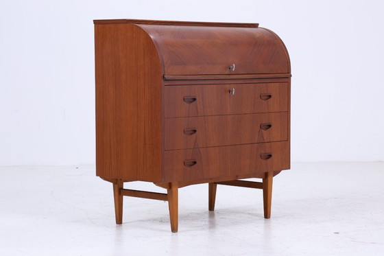 Image 1 of Mooi teak vintage secretaire bureau 60s | Mid Century bureau kast werktafel retro hout opslag #07-12