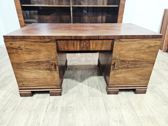 Set da Ufficio Direzionale Art Déco in Noce, anni '30, Set di 2 – Scrivanie, Wood, Art Deco (photo 13 of 33)