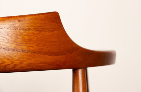 Image 1 of Sedia da ufficio in olmo massiccio e skai, prima edizione, modello ST 750 Arne Wahl Iversen per Niels Eilersen 1959.