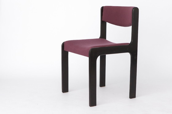 Image 1 of 1 of 6 Vintage German Dining Chair, 1950s–1960s, Black Beechwood, Pastel Upholstery