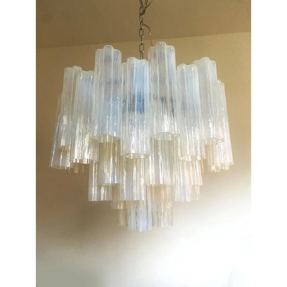 Image 1 of Lustre contemporain en verre de Murano opale « Tronchi » de style Venini