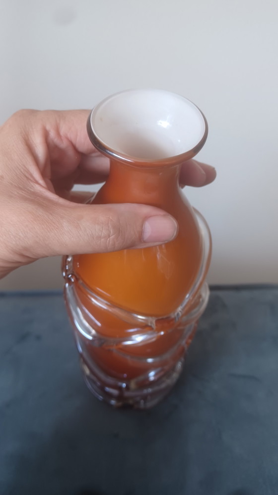 Image 1 of Large 80s Murano vase with serpentine glass threads