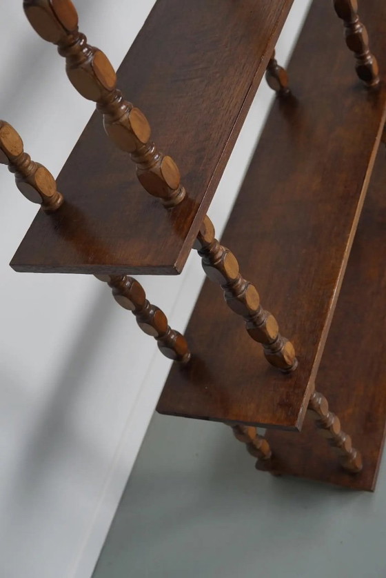 Image 1 of Bibliothèque/étagère murale à bobines en chêne français style années 50