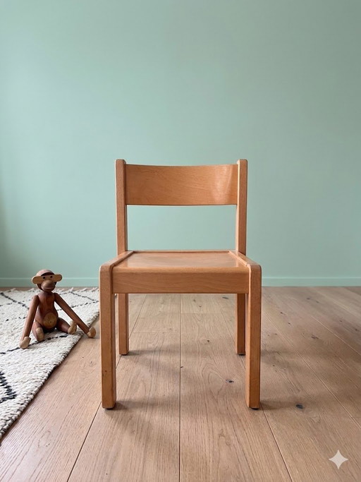 Trona de diseño escandinavo vintage - Madera maciza de haya