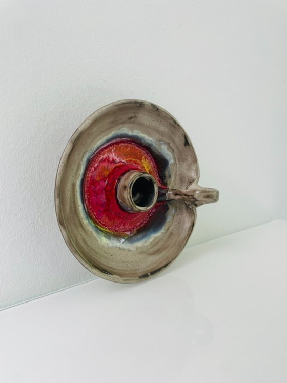 Image 1 of Vintage retro blaker met rood lava glazuur