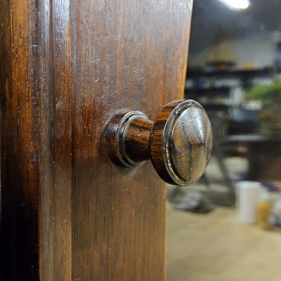 Image 1 of Antieke Art Deco Amsterdamse School Dressoir (coromandel en kersenhout) theekastje / vitrinekastje 