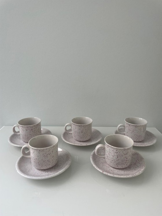 Image 1 of 5-teiliges Tassen- und Untertassenset im postmodernen Terrazzo-Stil – Annaburg