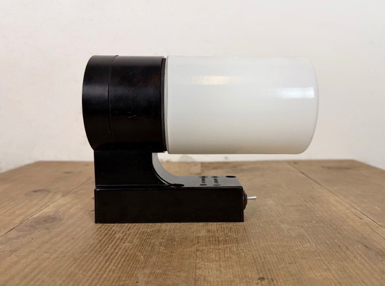 Image 1 of Industrial Brown Bakelite Wall Light with Milk Glass, 1960s
