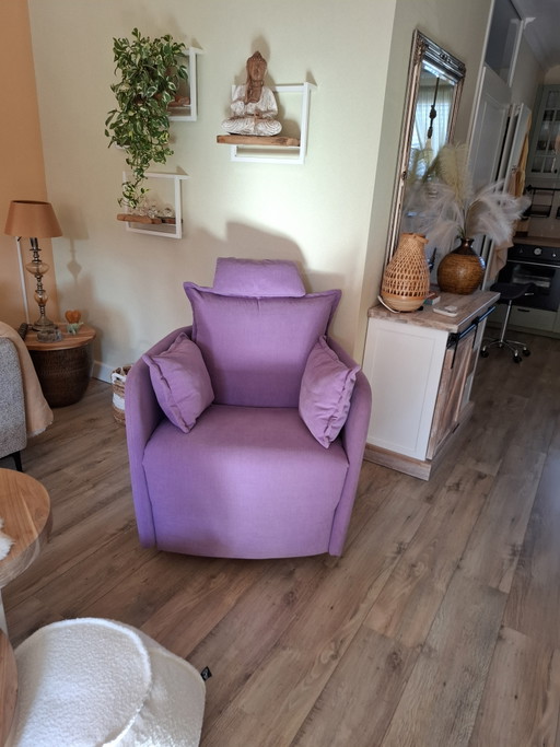 Te koop 1 paarse draai, schommel, relaxfauteuil 