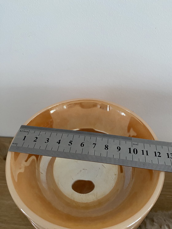 Image 1 of Vintage Fire King melkglazen Kimberly Peach Luster ontbijtkommenset