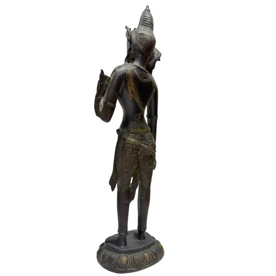 Antique Standing Tara - Bronze - Himalaya - 42 cm – Sculpture (photo 6 of 10)