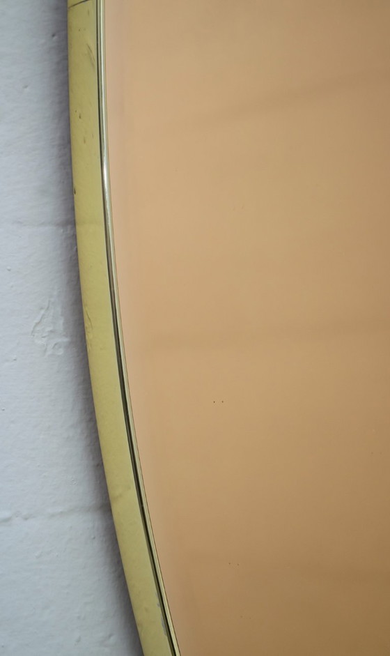 Image 1 of Coppia di specchi ovali italiani della metà del secolo scorso Specchio in ottone e bronzo, 1970